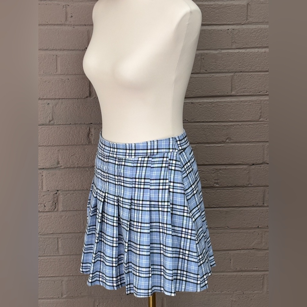 Hollister blue plaid pleated flannel mini skirt S - Picture 5 of 11